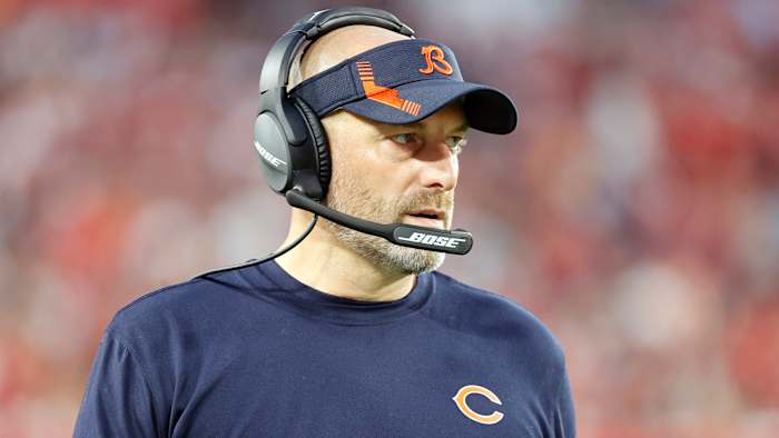 Bears coach Matt Nagy on the sideline during a game